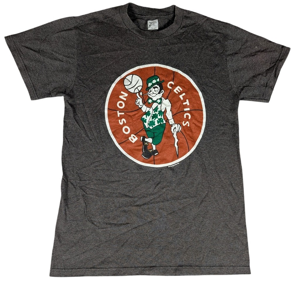 Majestic Boston Celtics Hardwood Classics Charcoal Gray Graphic T-Shirt NBA